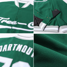 Загрузить изображение в средство просмотра галереи, Custom Kelly Green White-Gray Bomber Full-Snap Varsity Letterman Jacket
