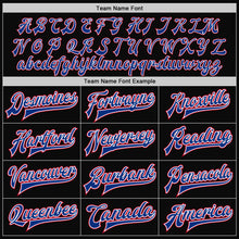 Load image into Gallery viewer, Custom Black Red-Royal Bomber Full-Snap Varsity Letterman Two Tone Jacket
