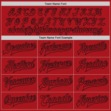 Charger l&#39;image dans la galerie, Custom Red Red-Black Bomber Full-Snap Varsity Letterman Two Tone Jacket
