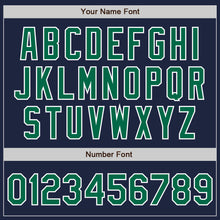 Load image into Gallery viewer, Custom Navy Kelly Green-White Bomber Full-Snap Varsity Letterman Two Tone Jacket
