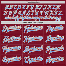 Load image into Gallery viewer, Custom Crimson Light Blue-Cream Bomber Full-Snap Varsity Letterman Two Tone Jacket
