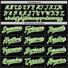 Load image into Gallery viewer, Custom Black Neon Green-White Bomber Full-Snap Varsity Letterman Jacket
