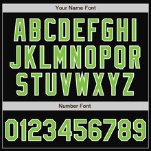 Load image into Gallery viewer, Custom Black Neon Green-White Bomber Full-Snap Varsity Letterman Jacket
