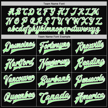 Load image into Gallery viewer, Custom Black Pea Green-White Bomber Full-Snap Varsity Letterman Jacket
