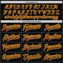 Load image into Gallery viewer, Custom Black Burgundy-Gold Bomber Full-Snap Varsity Letterman Jacket
