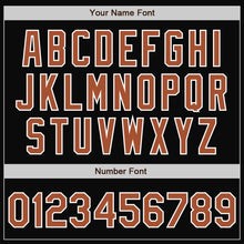 Load image into Gallery viewer, Custom Black Texas Orange-White Bomber Full-Snap Varsity Letterman Jacket
