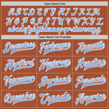 Load image into Gallery viewer, Custom Texas Orange Light Blue-White Bomber Full-Snap Varsity Letterman Jacket
