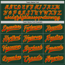 Load image into Gallery viewer, Custom Green Red-Gold Bomber Full-Snap Varsity Letterman Jacket

