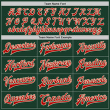 Load image into Gallery viewer, Custom Green Red-Cream Bomber Full-Snap Varsity Letterman Jacket
