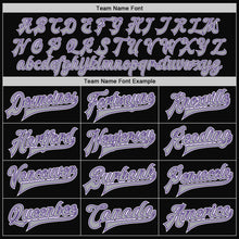 Load image into Gallery viewer, Custom Black Gray-Purple Bomber Full-Snap Varsity Letterman Jacket
