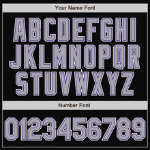 Load image into Gallery viewer, Custom Black Gray-Purple Bomber Full-Snap Varsity Letterman Jacket
