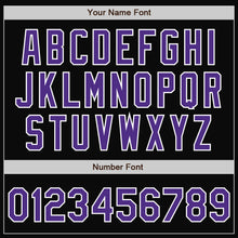 Load image into Gallery viewer, Custom Black Purple-White Bomber Full-Snap Varsity Letterman Jacket
