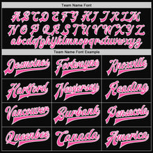 Load image into Gallery viewer, Custom Black Pink-White Bomber Full-Snap Varsity Letterman Jacket
