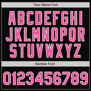 Custom Black Pink-White Bomber Full-Snap Varsity Letterman Jacket