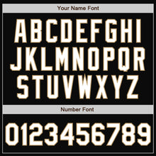 Load image into Gallery viewer, Custom Black White-Old Gold Bomber Full-Snap Varsity Letterman Jacket
