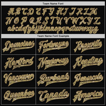 Load image into Gallery viewer, Custom Black Camo-Old Gold Bomber Full-Snap Varsity Letterman Jacket
