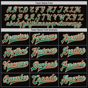 Custom Black Orange-Kelly Green Bomber Full-Snap Varsity Letterman Jacket