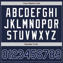 Load image into Gallery viewer, Custom Navy Navy-Light Blue Bomber Full-Snap Varsity Letterman Jacket
