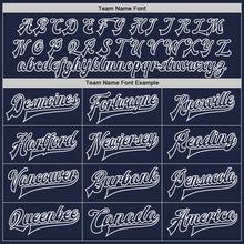 Load image into Gallery viewer, Custom Navy Navy-White Bomber Full-Snap Varsity Letterman Jacket
