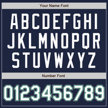 Load image into Gallery viewer, Custom Navy White Kelly Green-Gray Bomber Full-Snap Varsity Letterman Jacket
