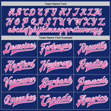 Load image into Gallery viewer, Custom Royal Pink-White Bomber Full-Snap Varsity Letterman Jacket
