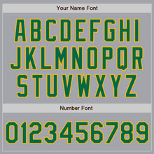 Load image into Gallery viewer, Custom Gray Kelly Green-Gold Bomber Full-Snap Varsity Letterman Jacket
