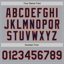 Загрузить изображение в средство просмотра галереи, Custom Gray Navy-Orange Bomber Full-Snap Varsity Letterman Jacket
