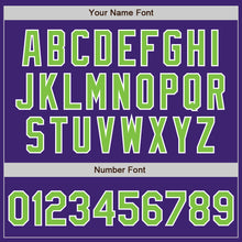 Load image into Gallery viewer, Custom Purple Neon Green-White Bomber Full-Snap Varsity Letterman Jacket
