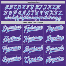 Load image into Gallery viewer, Custom Purple Light Blue-White Bomber Full-Snap Varsity Letterman Two Tone Jacket
