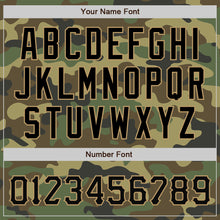 Загрузить изображение в средство просмотра галереи, Custom Camo Black-Old Gold Bomber Full-Snap Varsity Letterman Salute To Service Jacket

