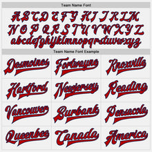 Laden Sie das Bild in den Galerie-Viewer, Custom White Navy Pinstripe Red-Navy Bomber Full-Snap Varsity Letterman Jacket
