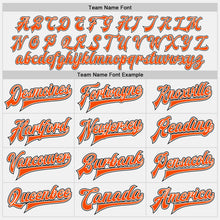 Laden Sie das Bild in den Galerie-Viewer, Custom White Orange Pinstripe Orange-Black Bomber Full-Snap Varsity Letterman Jacket
