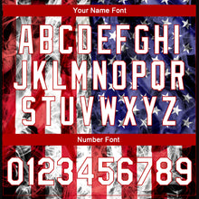 Charger l&#39;image dans la galerie, Custom White Royal-Red American Flag Fashion 3D Bomber Full-Snap Varsity Letterman Jacket
