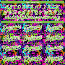 Charger l&#39;image dans la galerie, Custom Graffiti Pattern Neon Green-White 3D Bomber Full-Snap Varsity Letterman Jacket
