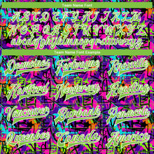 Load image into Gallery viewer, Custom Graffiti Pattern Neon Green-White 3D Bomber Full-Snap Varsity Letterman Jacket

