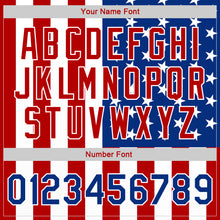 Charger l&#39;image dans la galerie, Custom White Royal-Red American Flag Fashion 3D Bomber Full-Snap Varsity Letterman Jacket
