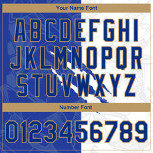 Charger l&#39;image dans la galerie, Custom Graffiti Pattern Royal-Old Gold Scratch 3D Bomber Full-Snap Varsity Letterman Jacket
