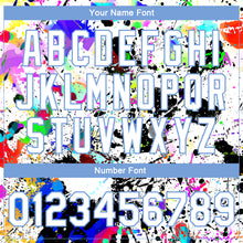 Charger l&#39;image dans la galerie, Custom Graffiti Pattern White-Light Blue Splashes 3D Bomber Full-Snap Varsity Letterman Jacket
