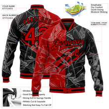 Laden Sie das Bild in den Galerie-Viewer, Custom Graffiti Pattern Red-Black Scratch 3D Bomber Full-Snap Varsity Letterman Jacket
