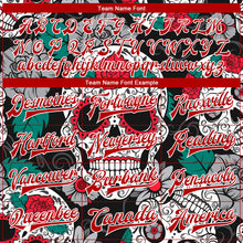 Load image into Gallery viewer, Custom Black Red-White Skull Fashion 3D Bomber Full-Snap Varsity Letterman Jacket
