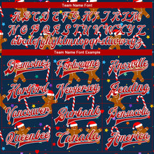 Laden Sie das Bild in den Galerie-Viewer, Custom Navy Red-White Christmas 3D Bomber Full-Snap Varsity Letterman Jacket
