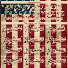 Laden Sie das Bild in den Galerie-Viewer, Custom Cream Vintage USA Flag-Red American Flag Fashion 3D Bomber Full-Snap Varsity Letterman Jacket
