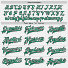 Load image into Gallery viewer, Custom White Kelly Green-Black Bomber Full-Snap Varsity Letterman Two Tone Jacket
