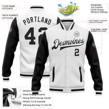 Загрузить изображение в средство просмотра галереи, Custom White Black Bomber Full-Snap Varsity Letterman Two Tone Jacket
