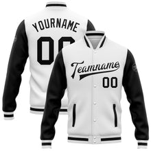 Загрузить изображение в средство просмотра галереи, Custom White Black Bomber Full-Snap Varsity Letterman Two Tone Jacket
