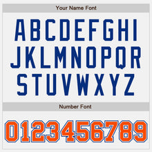 Загрузить изображение в средство просмотра галереи, Custom White Orange-Royal Bomber Full-Snap Varsity Letterman Two Tone Jacket
