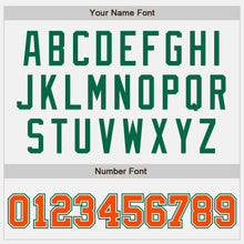 Загрузить изображение в средство просмотра галереи, Custom White Orange-Kelly Green Bomber Full-Snap Varsity Letterman Two Tone Jacket
