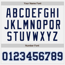 Загрузить изображение в средство просмотра галереи, Custom White Navy-Light Blue Bomber Full-Snap Varsity Letterman Two Tone Jacket
