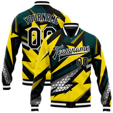 Laden Sie das Bild in den Galerie-Viewer, Custom Gold Black-Old Gold 3D Pattern Design Bomber Full-Snap Varsity Letterman Jacket
