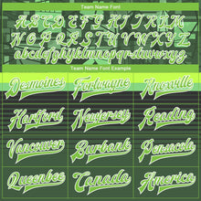 Laden Sie das Bild in den Galerie-Viewer, Custom Green Neon Green-White 3D Pattern Design Bomber Full-Snap Varsity Letterman Jacket
